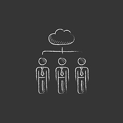 Image showing Cloud computing. Drawn in chalk icon.