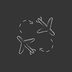 Image showing Airplanes. Drawn in chalk icon.