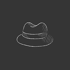 Image showing Classic hat. Drawn in chalk icon.