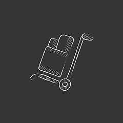 Image showing Shopping handling trolley. Drawn in chalk icon.