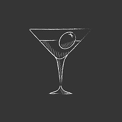 Image showing Cocktail glass. Drawn in chalk icon.