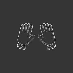 Image showing Motorcycle gloves. Drawn in chalk icon.