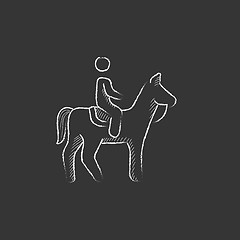 Image showing Horse riding. Drawn in chalk icon.