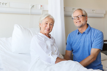 Image showing senior couple meeting at hospital ward