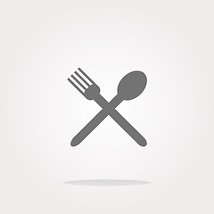 Image showing vector Food button, spoon and fork on web icon