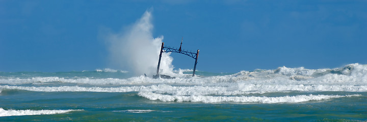 Image showing Storm at sea and ship wreck