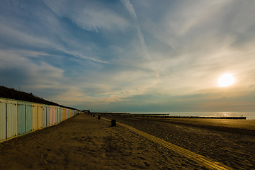 Image showing Colorful beach lockers