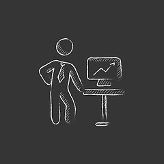 Image showing Business presentation. Drawn in chalk icon.