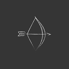 Image showing Bow and arrow. Drawn in chalk icon.