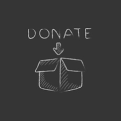 Image showing Donation box. Drawn in chalk icon.