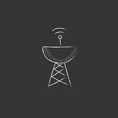 Image showing Radar satellite dish. Drawn in chalk icon.