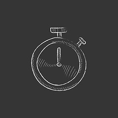 Image showing Stopwatch. Drawn in chalk icon.