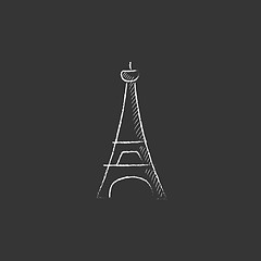 Image showing Eiffel Tower. Drawn in chalk icon.