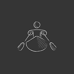 Image showing Man kayaking. Drawn in chalk icon.