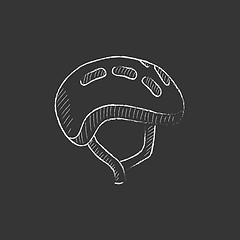 Image showing Bicycle helmet. Drawn in chalk icon.