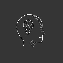 Image showing Human head with idea. Drawn in chalk icon.