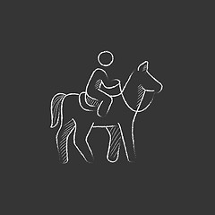 Image showing Horse riding. Drawn in chalk icon.