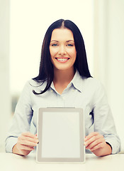 Image showing businesswoman or student with tablet pc computer