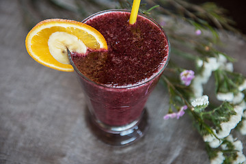 Image showing smoothie from blueberry banana and orange juice