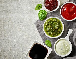 Image showing bowls of various sauces