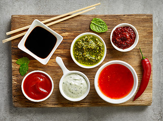 Image showing bowls of various sauces