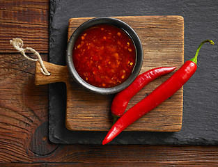 Image showing red hot chili sauce