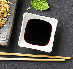 Image showing bowl of soy sauce