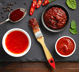 Image showing bowls of various sauces