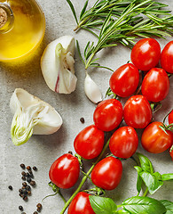 Image showing various fresh vegetables and herbs