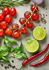 Image showing various fresh vegetables and herbs