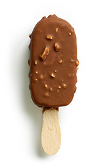 Image showing ice cream covered with chocolate and nuts