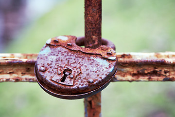 Image showing old rusty iron padlock