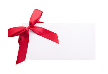 Image showing Card note with red ribbon on white background