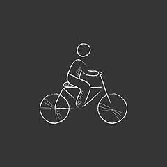 Image showing Man riding bike. Drawn in chalk icon.