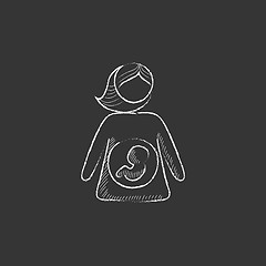 Image showing Baby fetus in mother womb. Drawn in chalk icon.