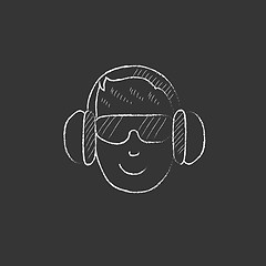 Image showing Man in headphones. Drawn in chalk icon.