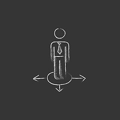 Image showing Businessman in three ways. Drawn in chalk icon.