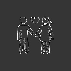 Image showing Couple in love. Drawn in chalk icon.