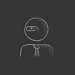 Image showing Man in augmented reality glasses. Drawn in chalk icon.