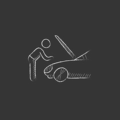 Image showing Man fixing car. Drawn in chalk icon.