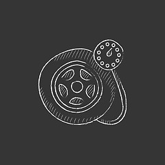 Image showing Pressure gauge tyre . Drawn in chalk icon.