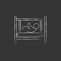 Image showing Baby laying in crib. Drawn in chalk icon.