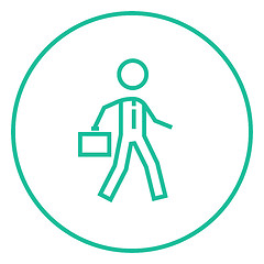 Image showing Businessman walking with briefcase line icon.