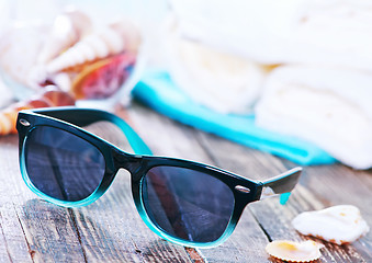 Image showing sun glasses and flip flops 