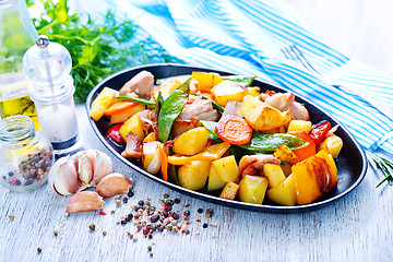 Image showing fried meat with vegetables