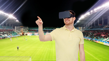 Image showing man in virtual reality headset over football field