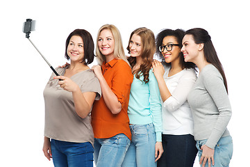 Image showing group of happy taking selfie by smartphoone