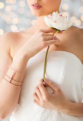 Image showing close up of beautiful woman with ring and bracelet
