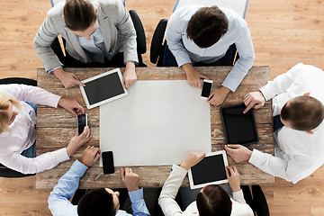 Image showing business team with smartphones and tablet pc