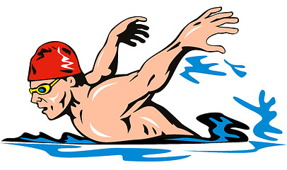 Image showing Olympic swimmer doing a breast stroke
